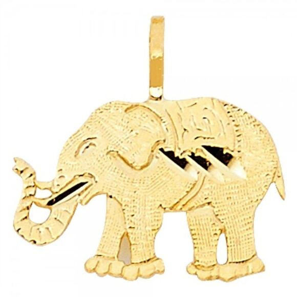 14k Solid Gold Elephant Pendant | Ideal 14k solid Gold Charm | Mother's Day Gift - Picture 2 of 4